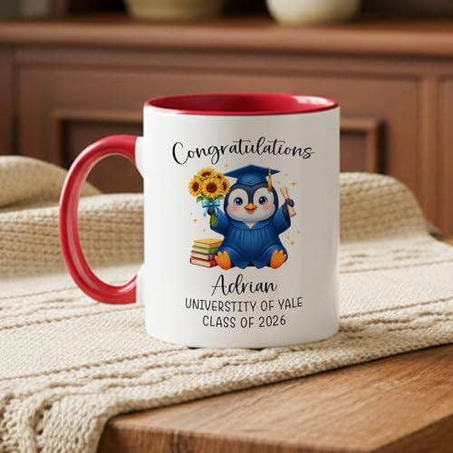 Graduation Penguin Accent Or Personalized | Customised Coffee Mug | 11 OZ