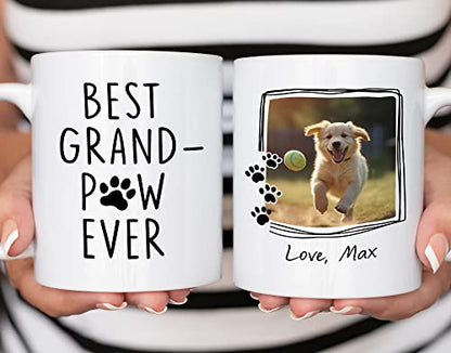 Personalized 'Best Grandpaw Ever' Custom Photo Grandpa for | Ceramic Coffee Mug | Father's Day Gift | Stylish Printed Design | Tea & Coffee Cup | 11oz | Black Two-Tone Design