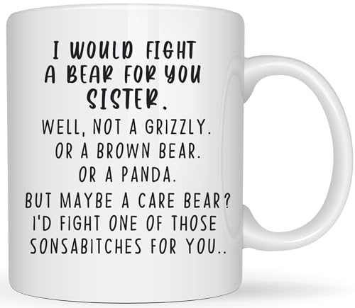 Fight Bear For Sister Funny Gift Sisters In | Ceramic Coffee Mug | 11 OZ