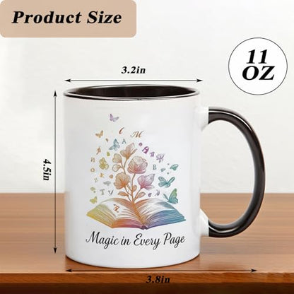 Inspirational with Colorful Book Butterfly | Ceramic Coffee Mug | 11 OZ