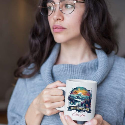 North Carolina State Custom Mountain Scene | Customised Coffee Mug | 11 OZ