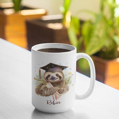 Personalized Sloth Graduation Custom Name | Customised Coffee Mug | 11 OZ