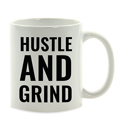 Motivational Gift Hustle and Grind 1-Pack | Ceramic Coffee Mug | 11 OZ