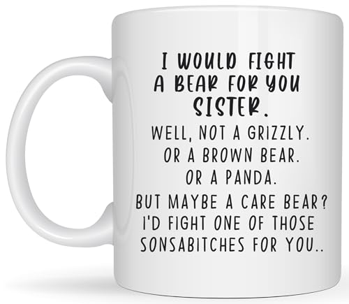 Fight Bear For Sister Funny Gift Sisters In | Ceramic Coffee Mug | 11 OZ