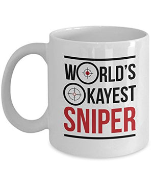 Worlds Okayest Sniper Funny Airsoft Gag | Ceramic Coffee Mug | 11 OZ