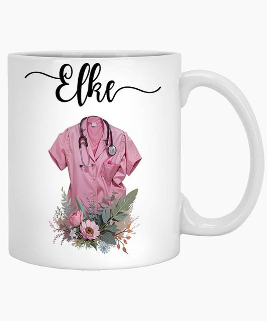 Personalized Nurse Name Elke Custom Nursing | Customised Coffee Mug | 11 OZ