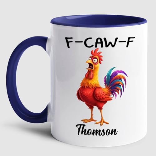 Personalized Name Caw F Chicken Accent Gift | Customised Coffee Mug | 11 OZ