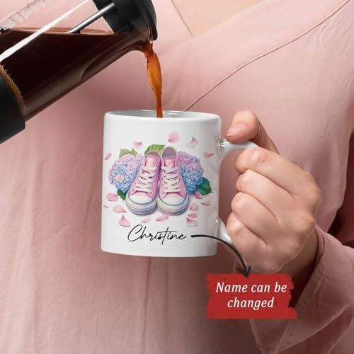 Hydrangea And Shoes Design Custom Name Gift | Customised Coffee Mug | 11 OZ