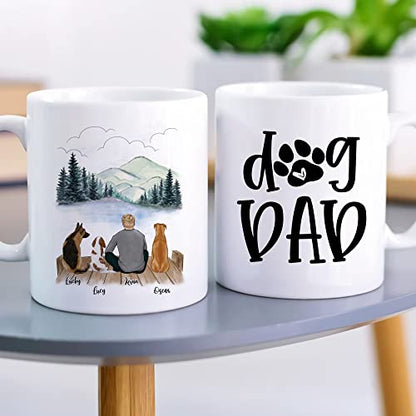 Personalized Dog Dad for 3 Dogs | Ceramic Coffee Mug | Father's Day Gift | Stylish Printed Design | Tea & Coffee Cup | 11oz