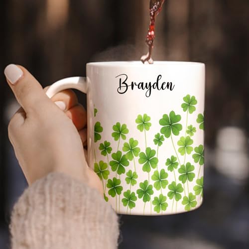 Personalized Name Gift For 4 Leaf Clover | Customised Coffee Mug | 11 OZ
