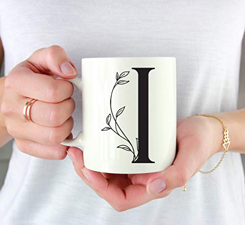 Gift Elegant Design Monogram Initial Letter I | Ceramic Coffee Mug | 11 OZ