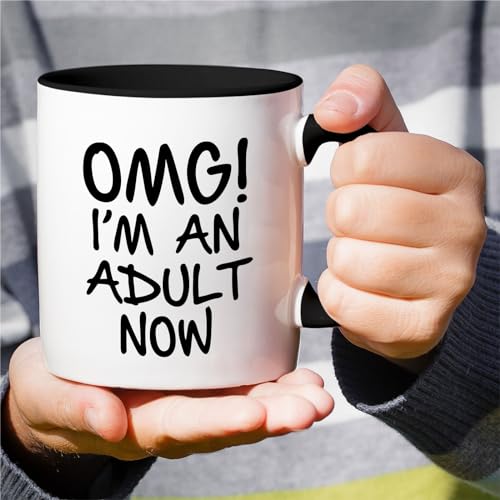Funny OMG I m an Adult Now Graduation Graduate | Ceramic Coffee Mug | 11 OZ