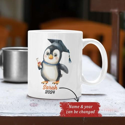 Cute Penguin Wearing Graduation Cap Design | Customised Coffee Mug | 11 OZ
