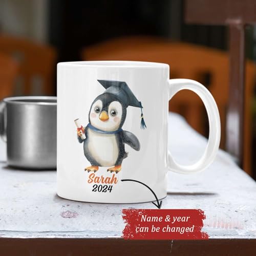 Cute Penguin Wearing Graduation Cap Design | Customised Coffee Mug | 11 OZ