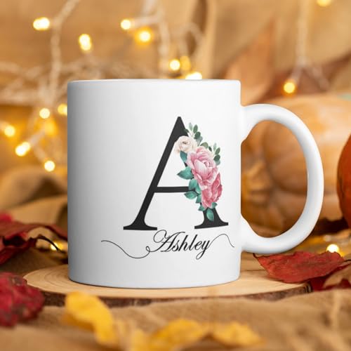 Personalized Monogrammed for Women with | Customised Coffee Mug | 11 OZ