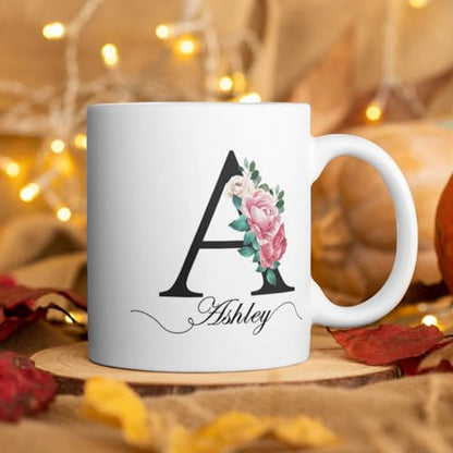 Personalized Monogrammed for Women with | Customised Coffee Mug | 11 OZ