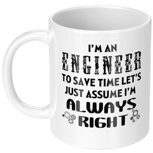 Funny Engineer Birthday Gift for Friend | Ceramic Coffee Mug | 11 OZ