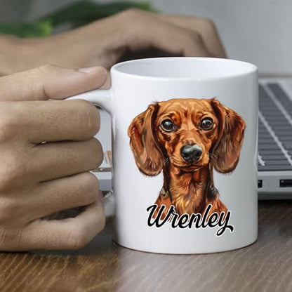 Personalized Brown Dachshund Customized | Customised Coffee Mug | 11 OZ
