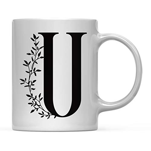 Gift Elegant Design Monogram Initial Letter U | Ceramic Coffee Mug | 11 OZ