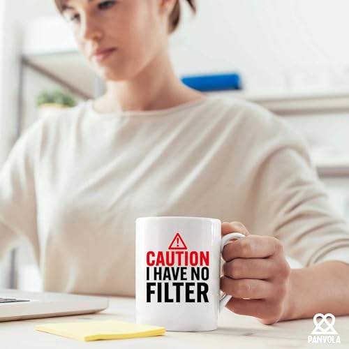 Caution I Have No Filter Sarcastic Gifts For | Ceramic Coffee Mug | 11 OZ