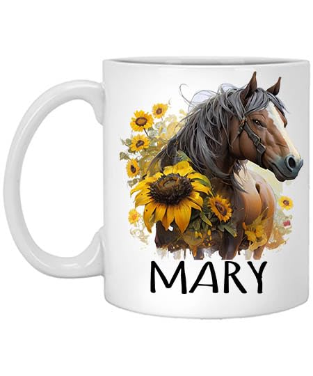 Horse Sunflower Personalized Custom | Customised Coffee Mug | 11 OZ