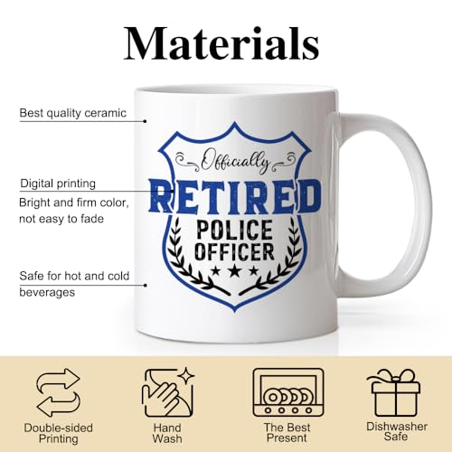 DYJYBMY Officially Retired Police Funny | Ceramic Coffee Mug | 11 OZ