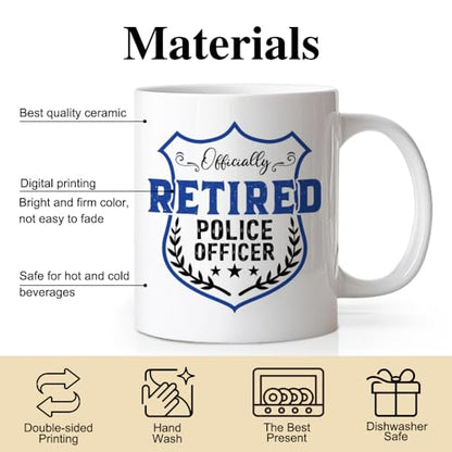 DYJYBMY Officially Retired Police Funny | Ceramic Coffee Mug | 11 OZ