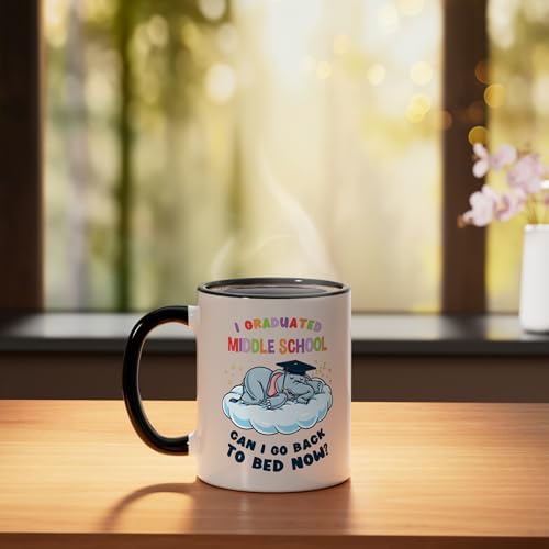 I Graduated Middle School Elephant Student | Ceramic Coffee Mug | 11 OZ