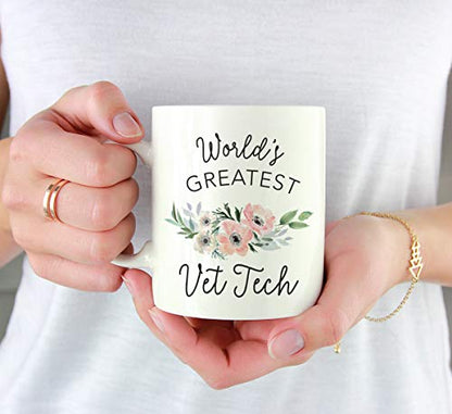 Gift for Women World s Greatest Vet Tech | Ceramic Coffee Mug | 11 OZ