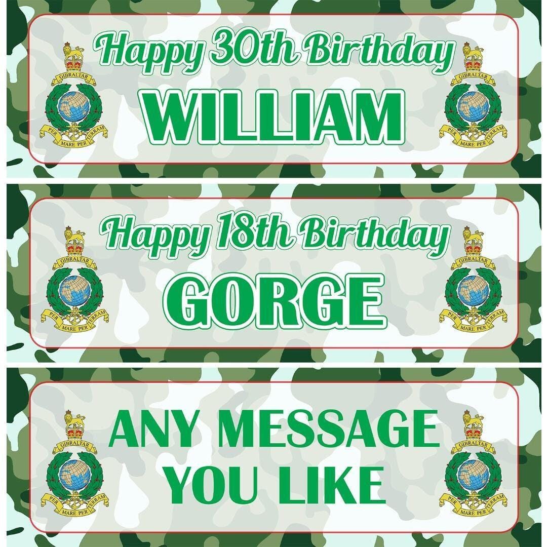 2 Personalised Royal Marines Birthday Celebration Banners Decoration Posters