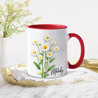 Personalized Daisy Floral Awesome Blossom | Customised Coffee Mug | 11 OZ