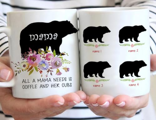 Personalized Mama Bear with Children s | Customised Coffee Mug | 11 OZ