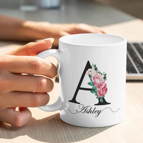 Personalized Monogrammed for Women with | Customised Coffee Mug | 11 OZ