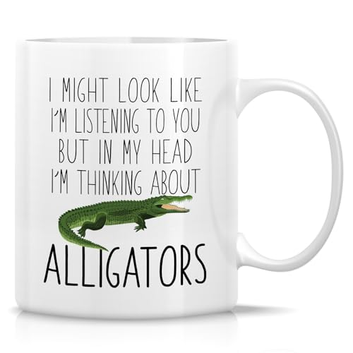 Funny Alligator Lover Thinking About | Ceramic Coffee Mug | 11 OZ