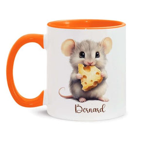 Mouse Holding Cheese Design Custom Name | Customised Coffee Mug | 11 OZ