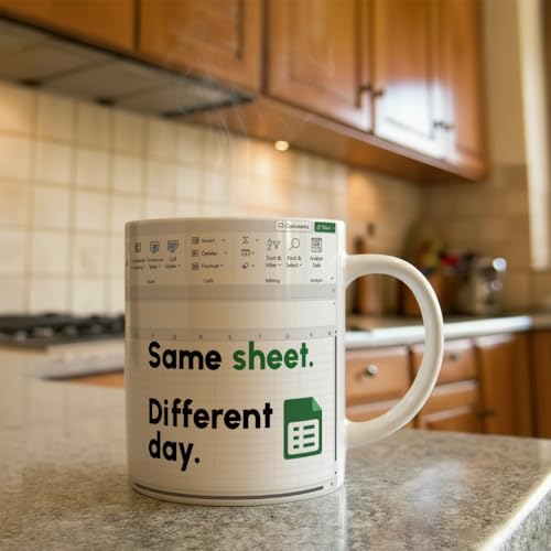 Funny Excel Same Sheet Different Day | Ceramic Coffee Mug | 11 OZ