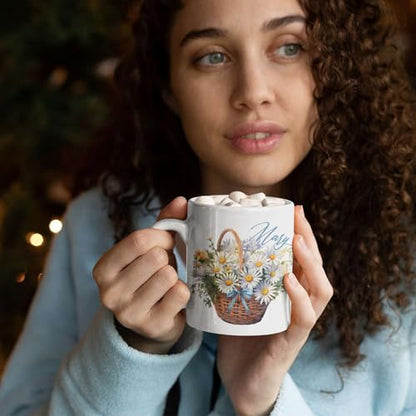 Unique Personalized Name Daisy Travel | Customised Coffee Mug | 11 OZ