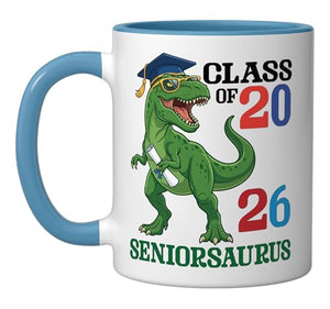 Dinosaur Seniorsaurus Class of 2026 Senior | Ceramic Coffee Mug | 11 OZ