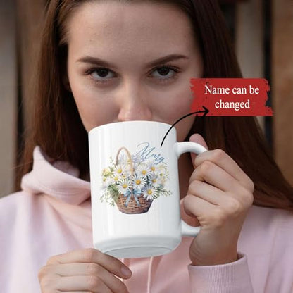 Unique Personalized Name Daisy Travel | Customised Coffee Mug | 11 OZ