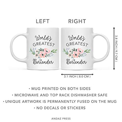 Gift for Women World s Greatest Bartender | Ceramic Coffee Mug | 11 OZ