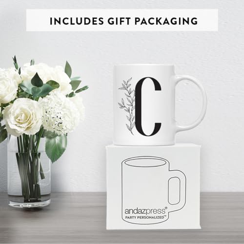 Gift Elegant Design Monogram Initial Letter C | Ceramic Coffee Mug | 11 OZ
