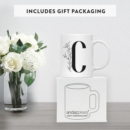 Gift Elegant Design Monogram Initial Letter C | Ceramic Coffee Mug | 11 OZ