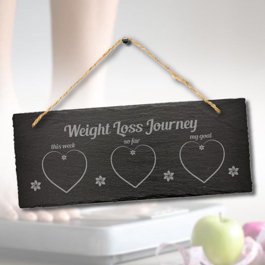 Weight Loss Journey Counter Tracker Hanging Slate Sign Plaque Track With Chalk