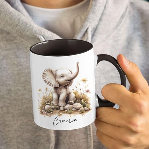 Baby Elephant Accent Personalized Animal | Customised Coffee Mug | 11 OZ