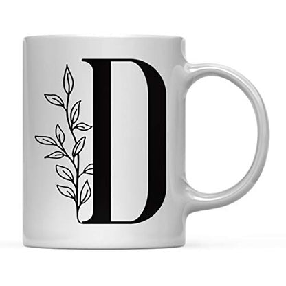 Gift Elegant Design Monogram Initial Letter D | Ceramic Coffee Mug | 11 OZ