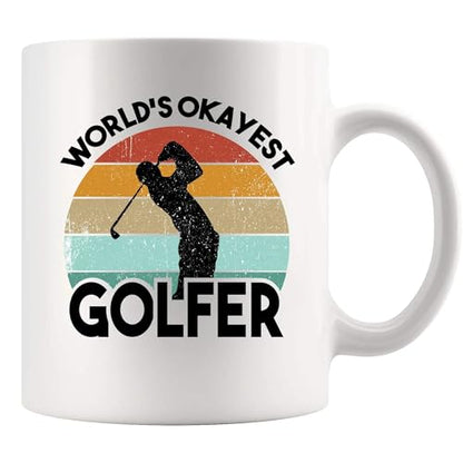 World s Okayest Golfer Golf Gifts Player Dad | Ceramic Coffee Mug | 11 OZ