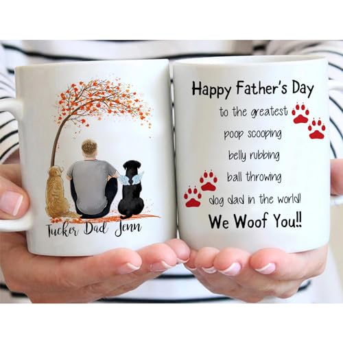 Personalized Dog Dad with Breeds Names | Customised Coffee Mug | 11 OZ
