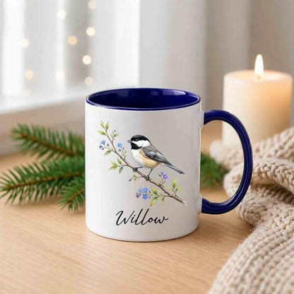 Personalized Chickadee Accent Gift for | Customised Coffee Mug | 11 OZ