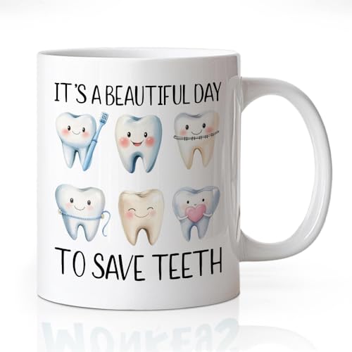 It s A Beautiful Day to Save Teeth Funny Tooth | Ceramic Coffee Mug | 11 OZ