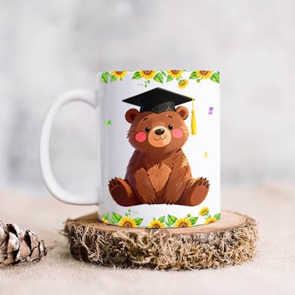 Personalized Brown Bear Graduation Accent | Customised Coffee Mug | 11 OZ